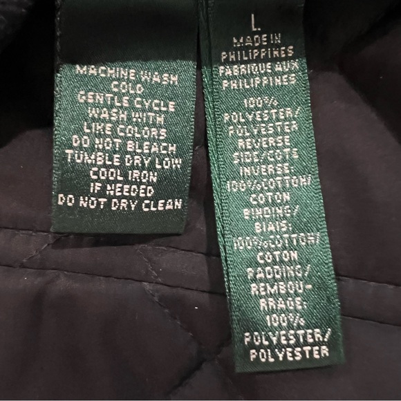 Ralph Lauren Crest-Patch Diamond-Quilted Vest Black Reversible Equestrian Sz L - Picture 7 of 10